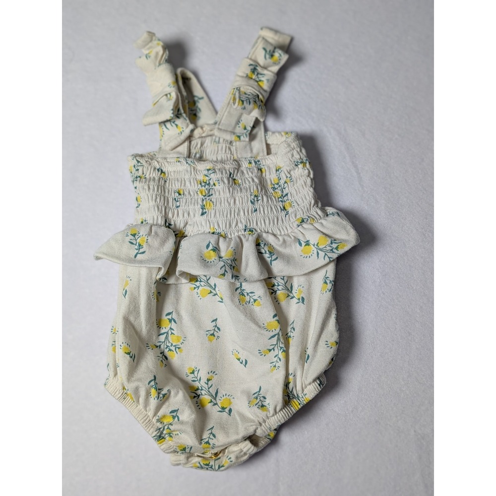 Jessica Simpson Baby Girls Floral Smocked Ruffle Romper Yellow 3-6 Months